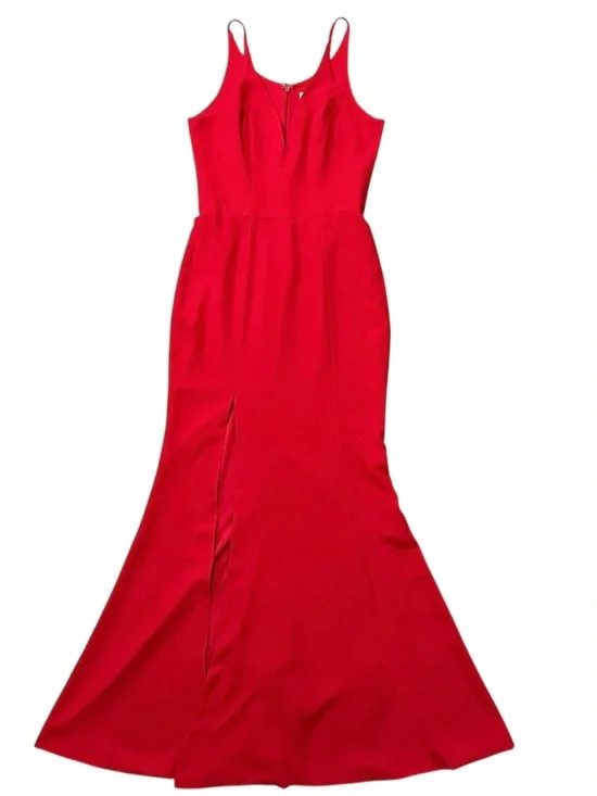Dress the Population Iris Slit Crepe Gown Floor Length Red Size Medium - Picture 15 of 15